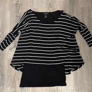 White House Black‎ Market Black and White Striped Long Sleeve Top